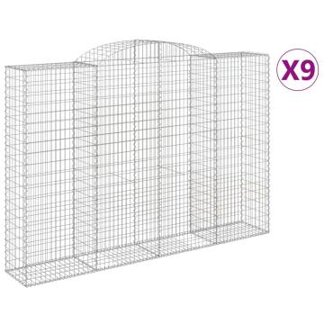 Arched Gabion Baskets - 9 pcs Galvanised Iron | HipoMarket