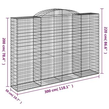 Arched Gabion Baskets - 9 pcs Galvanised Iron | HipoMarket