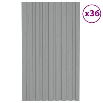 Galvanised Steel Roof Panels - 36 pcs Grey 80x45 cm | HipoMarket