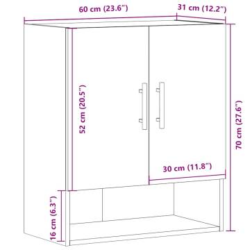 Wall Cabinet Old Wood 60x31x70 cm | Durable Engineered Wood