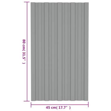 Galvanised Steel Roof Panels - 36 pcs Grey 80x45 cm | HipoMarket