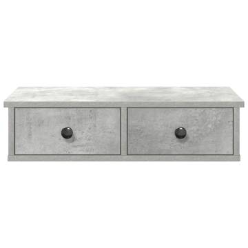 Wall Shelf with Drawers - Concrete Grey - 60x25x15 cm