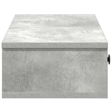 Wall Shelf with Drawers - Concrete Grey - 60x25x15 cm