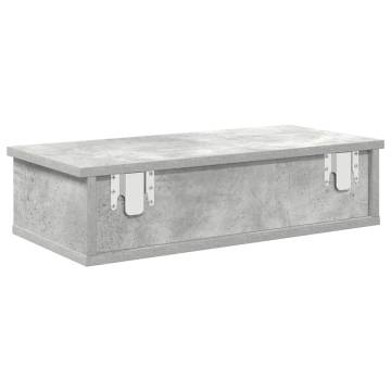 Wall Shelf with Drawers - Concrete Grey - 60x25x15 cm