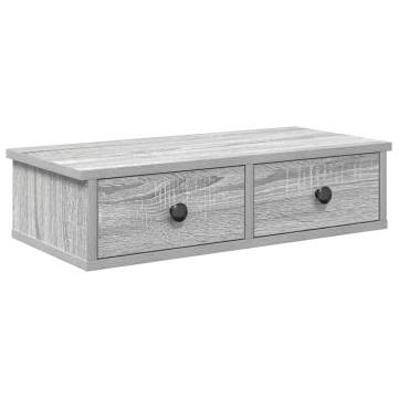 Wall Shelf with Drawers Grey Sonoma - Durable & Stylish Storage