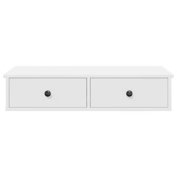 Wall Shelf with Drawers | Durable White Engineered Wood 80x31x17 cm