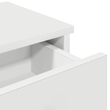 Wall Shelf with Drawers | Durable White Engineered Wood 80x31x17 cm