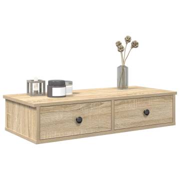 Wall Shelf with Drawers - Sonoma Oak 80x31x17 cm | HipoMarket