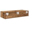 Wall Shelf with Drawers in Old Wood - 80x33x17 cm