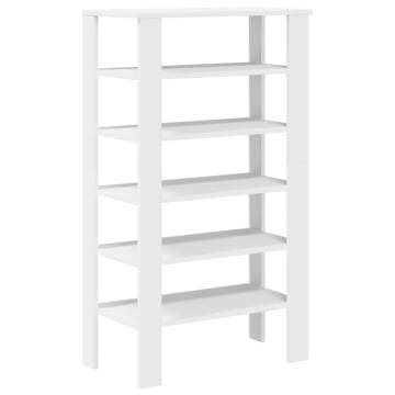 Elegant White Shoe Rack - 61x32x105 cm - Engineered Wood