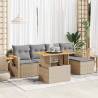 7 Piece Beige Garden Sofa Set with Cushions | Hipomarket