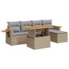 7 Piece Beige Garden Sofa Set with Cushions | Hipomarket