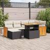  8 Piece Garden Sofa Set with Cushions Black Poly Rattan Acacia Colour black and cream Model with storage Number of 7 