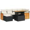 8 Piece Garden Sofa Set - Black Poly Rattan & Acacia