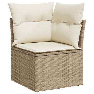 8 Piece Garden Sofa Set with Cushions - Beige Poly Rattan