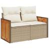 8 Piece Garden Sofa Set with Cushions - Beige Poly Rattan