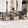 7 Piece Garden Sofa Set with Cushions | Beige Poly Rattan