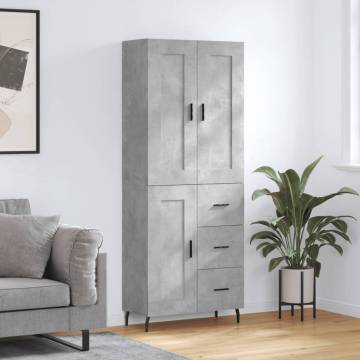 Stylish Highboard in Concrete Grey - 69.5x34x180 cm