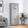 Highboard Concrete Grey 69.5x34x180 cm Engineered Wood Colour concrete grey Quantity in Package 1 Model 1 wood door 3 drawers 