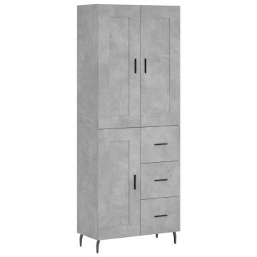 Stylish Highboard in Concrete Grey - 69.5x34x180 cm