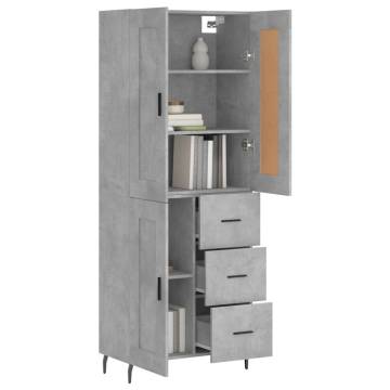 Stylish Highboard in Concrete Grey - 69.5x34x180 cm