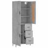 Stylish Highboard in Concrete Grey - 69.5x34x180 cm