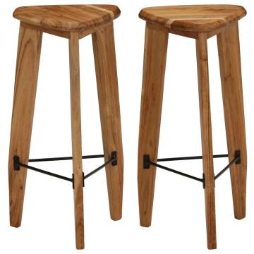 Rustic Bar Stools 2 pcs | Solid Acacia Wood - Hipo Market