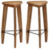 Rustic Bar Stools 2 pcs | Solid Acacia Wood - Hipo Market