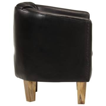 Luxurious Black Real Leather Tub Chair - Hipomarket UK