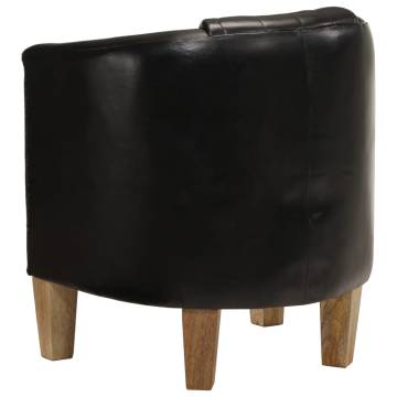 Luxurious Black Real Leather Tub Chair - Hipomarket UK