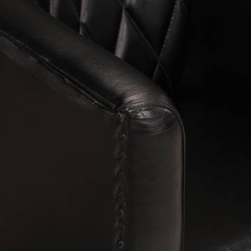 Luxurious Black Real Leather Tub Chair - Hipomarket UK