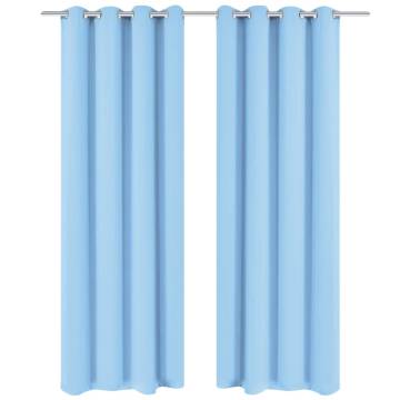 Turquoise Blackout Curtain with Metal Eyelets 270x245 cm