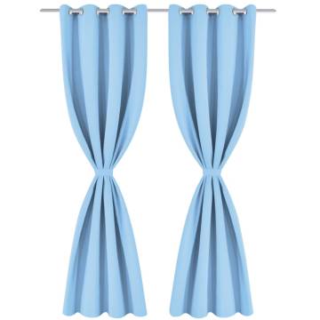 Turquoise Blackout Curtain with Metal Eyelets 270x245 cm