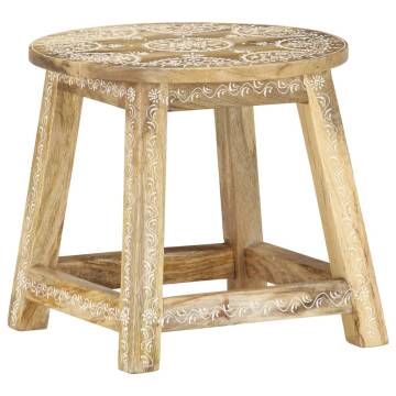 Hand-painted Solid Mango Wood Stool - Antique Style | HipoMarket