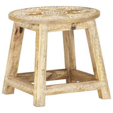 Hand-painted Solid Mango Wood Stool - Antique Style | HipoMarket