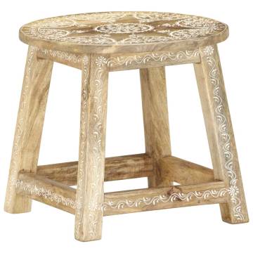 Hand-painted Solid Mango Wood Stool - Antique Style | HipoMarket