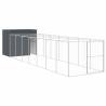 Durable Dog House with Run - Anthracite, Steel Construction