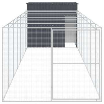 Durable Dog House with Run - Anthracite, Steel Construction