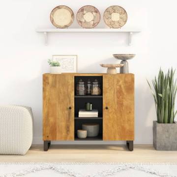 Classic Solid Wood Mango Sideboard with 2 Doors - 90x33x75 cm