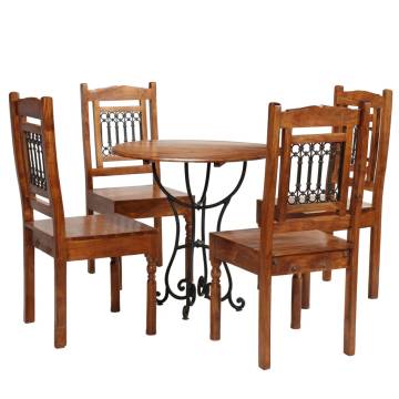 5-Piece Solid Acacia Wood Dining Table Set | Hipomarket