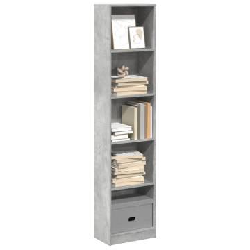 Concrete Grey Bookcase – 40x24x176 cm Engineered Wood | HipoMarket