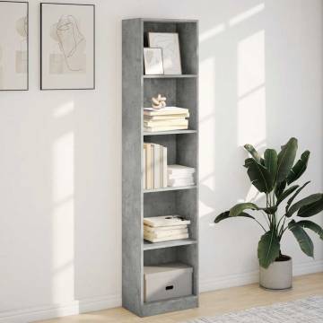 Concrete Grey Bookcase – 40x24x176 cm Engineered Wood | HipoMarket