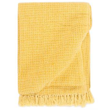 Mustard Yellow Cotton Throw 160x210 cm - Cozy & Stylish