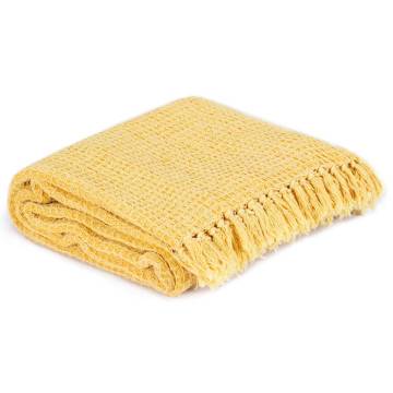 Mustard Yellow Cotton Throw 160x210 cm - Cozy & Stylish