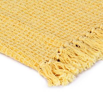 Mustard Yellow Cotton Throw 160x210 cm - Cozy & Stylish