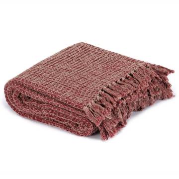 Burgundy Cotton Throw 220x250 cm - Cozy & Stylish