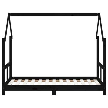 Kids Bed Frame Black 80x160 cm - Solid Wood Pine | Hipo Market