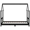 Kids Bed Frame Black 80x160 cm - Solid Wood Pine | Hipo Market