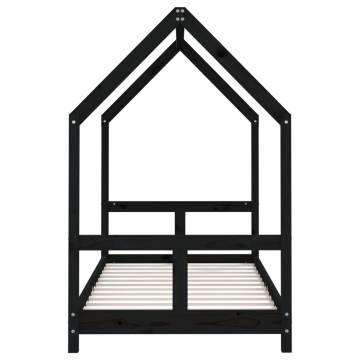 Kids Bed Frame Black 80x160 cm - Solid Wood Pine | Hipo Market