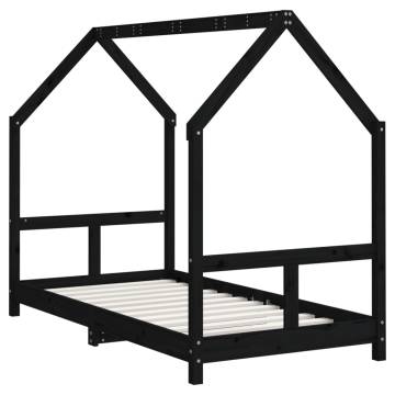 Kids Bed Frame Black 80x160 cm - Solid Wood Pine | Hipo Market